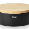 Continenta Brottopf Oval Aus Keramik Mit Holzdeckel, Matt Schwarz 30 X 23 X 13,5 Cm 14