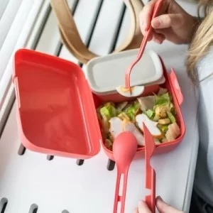 Koziol Lunch Box Candy Ready Mit Besteck-Set In Coral 13